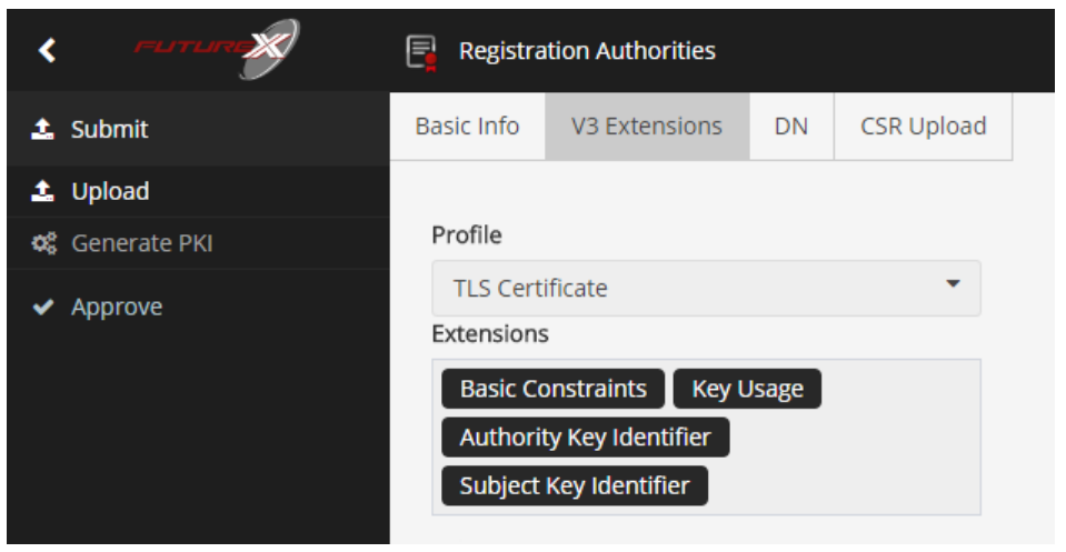 example of futurex web portal for registration authority showing how users can anonymously upload certificate signing requests through the web server portal
